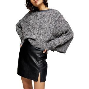 NEW TOPSHOP Crop Batwing Sleeve Cable Sweater